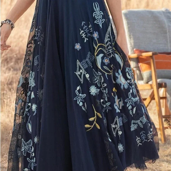 Johnny Was Midnight Blue Floral Maxi Dress - Picture 6 of 7